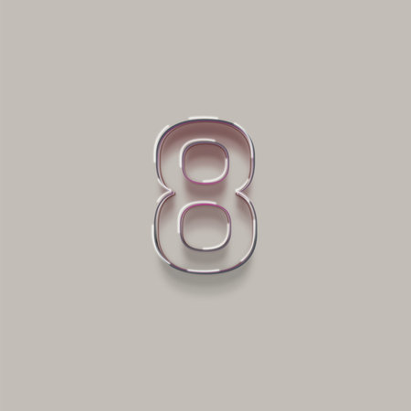 pink number 8 isolated on grey background - 3d illustration of symbols