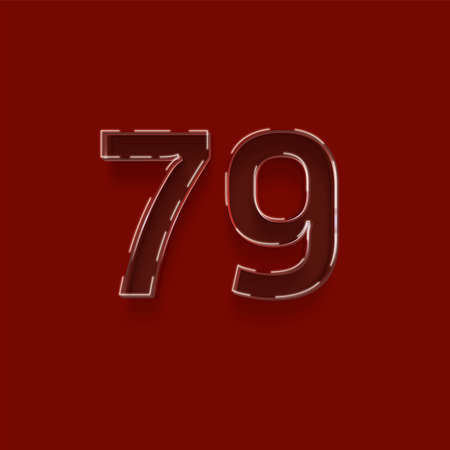 Seventy nine number on a red background. Vector illustration.の写真素材