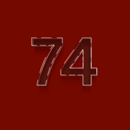 Neon number 7 from a typeset with shadow and red backgroundの写真素材