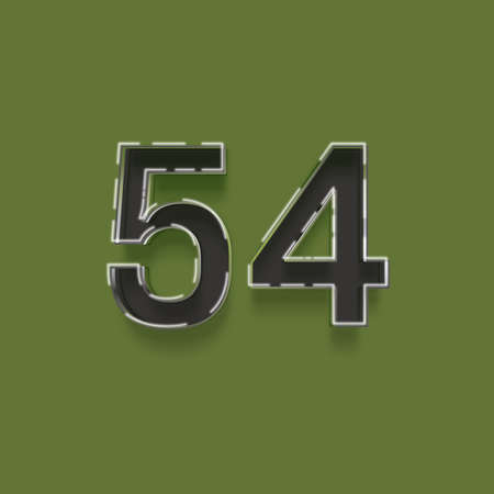 3d number 54 with shadow on green background. 3d renderingの写真素材