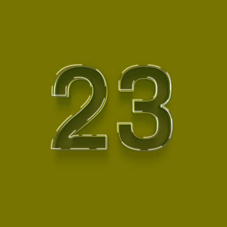 32 number with shadow on green background, 3d line art styleの写真素材