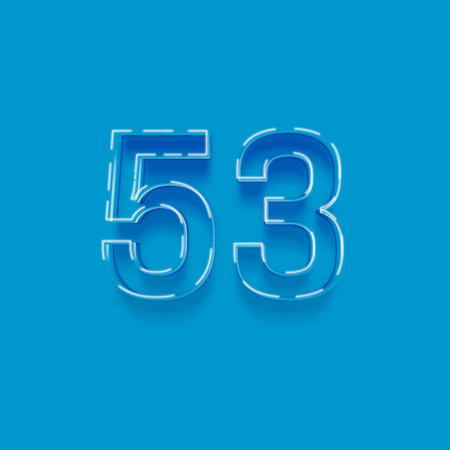 55 number with neon effect isolated on blue background, 3d rendering