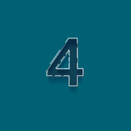 Number 4 with shadow effect isolated on blue background. Vector illustration.の写真素材
