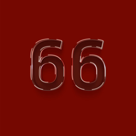 6 number on red background, 3d renderの写真素材