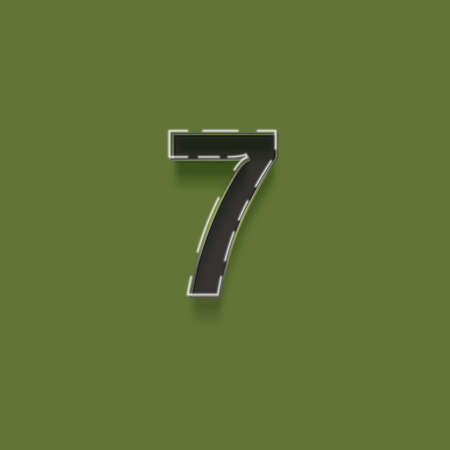 Number 7 from a typeset with shadow and light green background.の写真素材