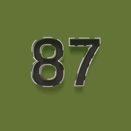 Number 87 with shadow on green background. Eps 10 vector file.の写真素材