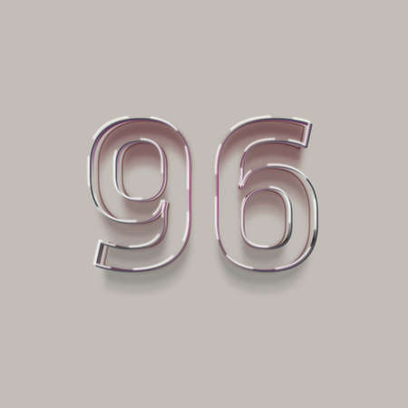 Metal number 90 with shadow isolated on gray background. 3d renderingの写真素材