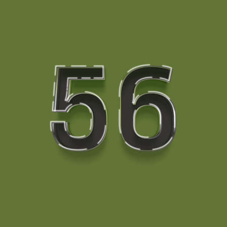 3d number 56 embossed on a green background with shadowの写真素材