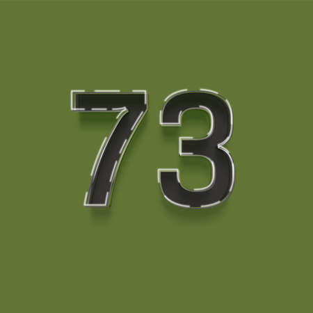 Number 73 with a shadow on a green background. Vector illustration.の写真素材