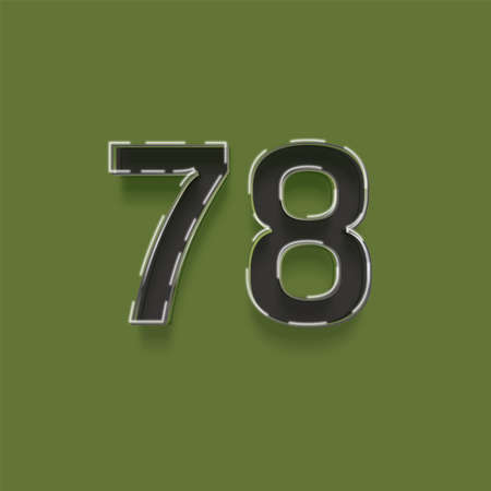 Number 78 embossed on a green background. Vector illustration.の写真素材