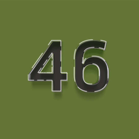 64 number with shadow on green background. Eps 10 vector file.の写真素材