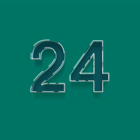 vector illustration of number 24 with shadow effect isolated on green background.の写真素材