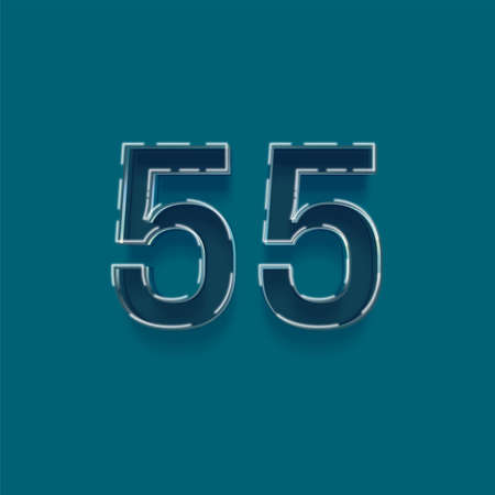 55 number with shadow effect on blue background. Vector illustration EPS10の写真素材