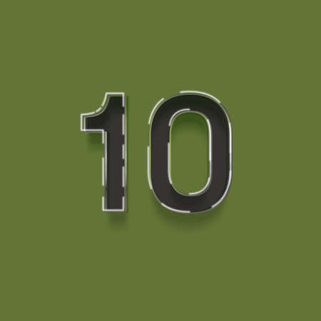 10 number on green background 3d realistic style, graphic design, illustrationの写真素材