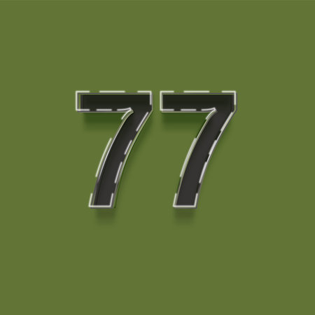 Realistic road number 7 with shadow on green background. Vector illustration.