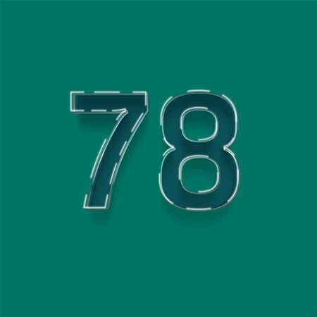 77 number with shadow effect on green background. Vector illustration EPS10の写真素材