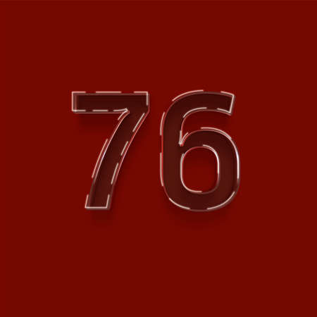 Number 76 on a red background. Vector illustration.の写真素材