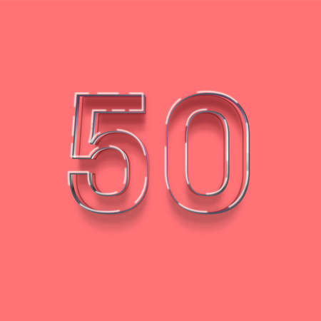 50 percent discount promotion sale banner. 3d render illustration isolated on pink backgroundの写真素材