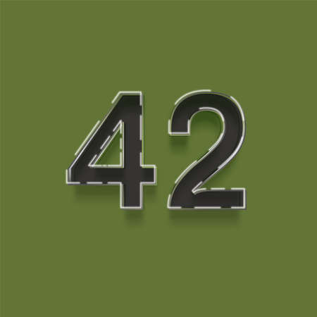 42 number on green background. 3d realistic vector font with shadow.の写真素材