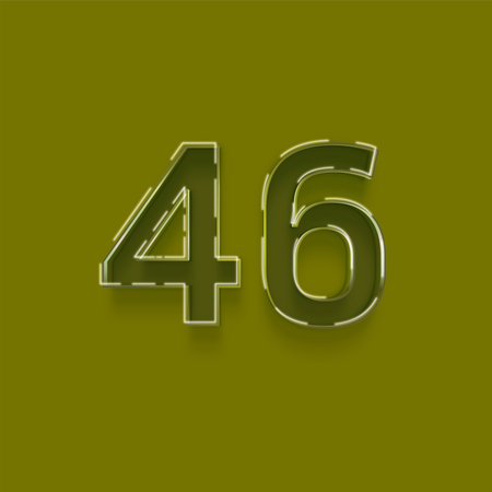 4 6 number with shadow effect in green background, 3d renderingの写真素材