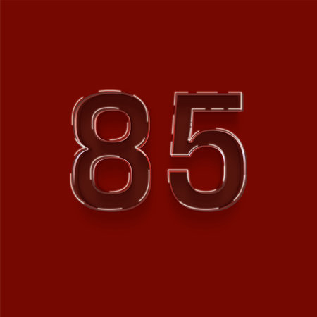 85 number on red background. Vector eps10