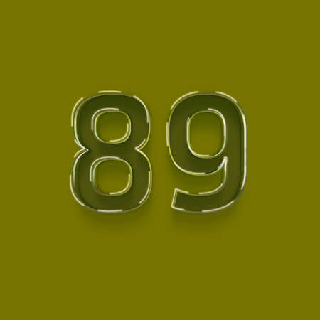 green number 89 with shadow isolated on gray background, 3d renderingの写真素材