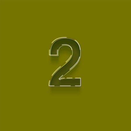 Realistic vector number 2 with shadow, isolated on green background.の写真素材