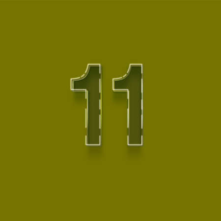 Number one from a typeset with shadow, green background, vectorの写真素材