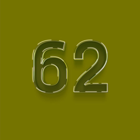 52 number with shadow in green color - 3d rendering, isolated on green background