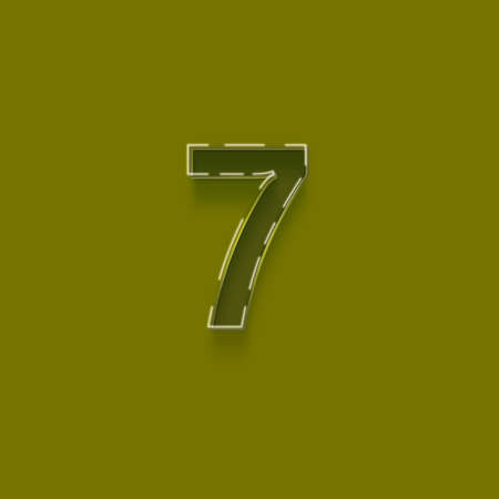 Number 7 from a set of embossed paper, green background, vectorの写真素材
