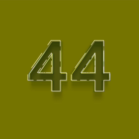 4 4 number with shadow effect in green background. Vector illustration.