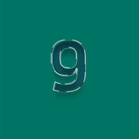 Vector number 9 from a typeset set, isolated on green background.の写真素材