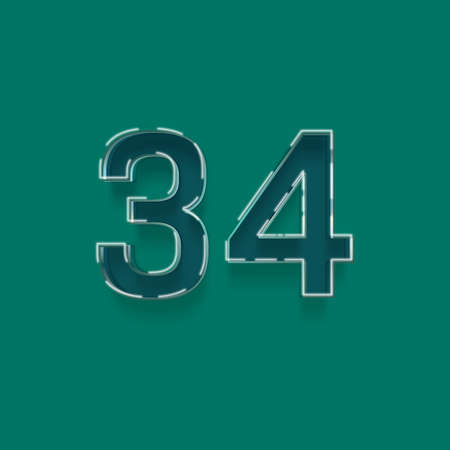 Realistic 3d number with shadow isolated on green background. Vector illustration.の写真素材