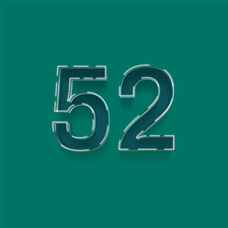 52 number with shadow and green background, vector design elements for your application or corporate identity.の写真素材