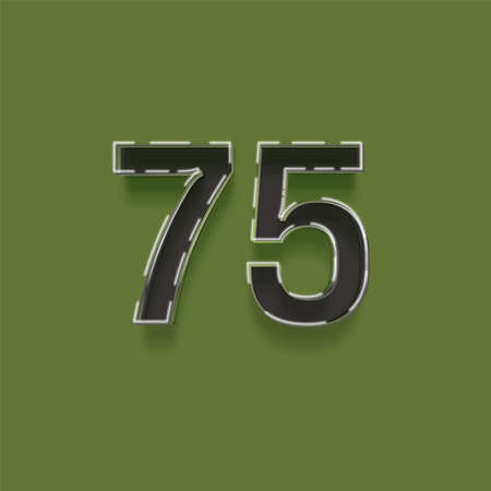 75 number with shadow on green background. Vector eps10 illustrationの写真素材