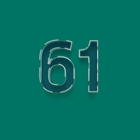 16 number with white outline and shadow - 3D rendering isolated on green backgroundの写真素材