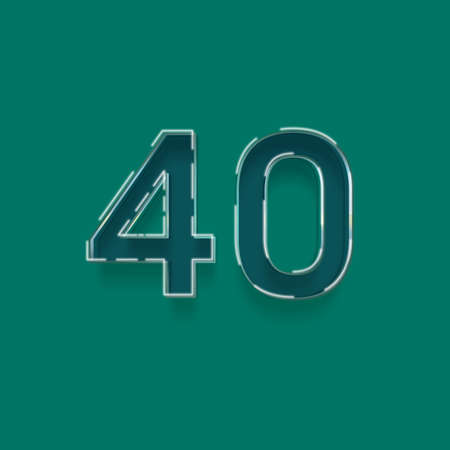 blue number 40 with shadow isolated on green background, 3d renderingの写真素材