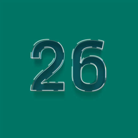 26 number with shadow and green background, vector eps10 illustrationの写真素材