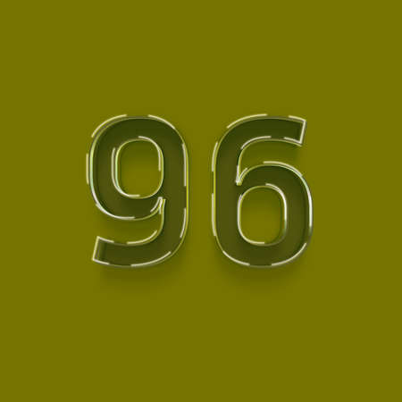 96 number with shadow isolated on green background. 3D illustration.の写真素材