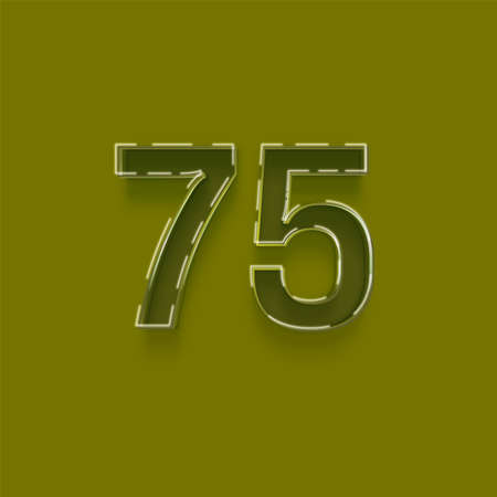Number 75 with green background and shadow - 3D illustration of numbersの写真素材