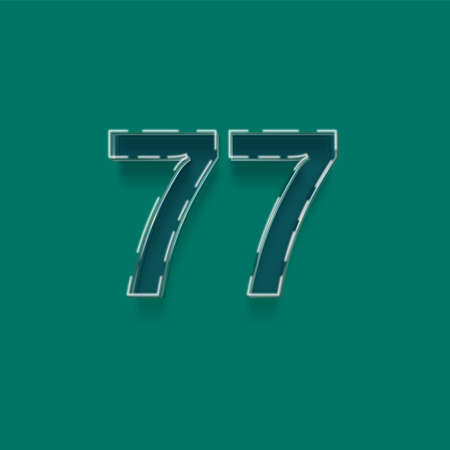 Realistic number 7 with shadow effect. Vector font for your design.の写真素材