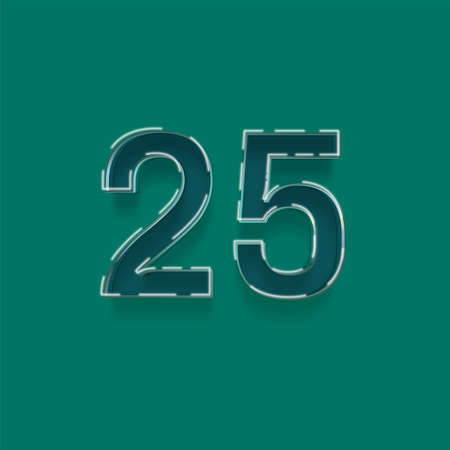 Vector illustration of number 25 with shadow effect on a green background.の写真素材