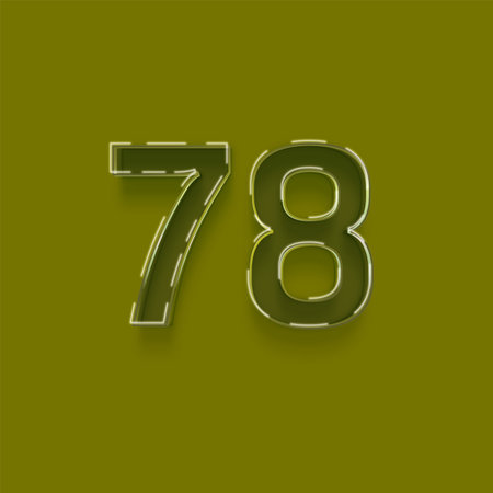 Number 78 with green background and shadow - 3d made, vectorの写真素材