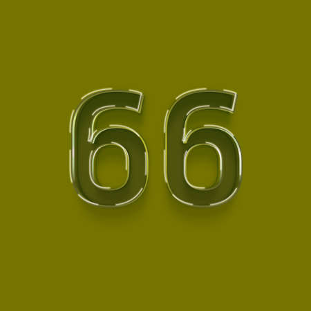 66 number with shadow isolated on green background. Eps 10 vector file.の写真素材