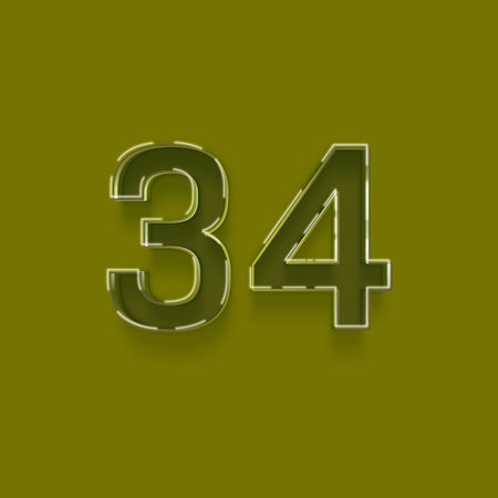 3d number, greenish-brown color, isolated on green backgroundの写真素材