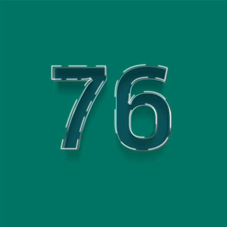 Number 76 with green background and shadow. Vector illustration. Eps 10の写真素材