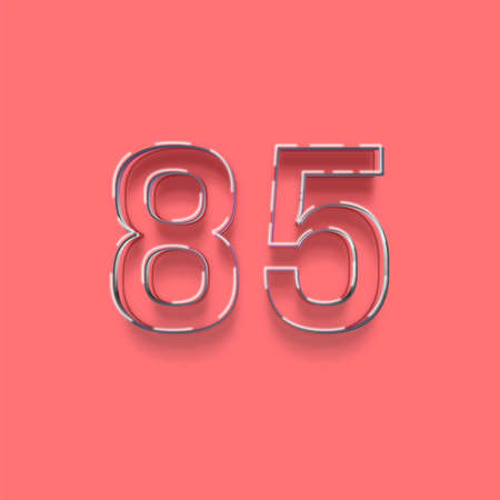 Neon number 85 with shadow and pink background, vector illustration.の写真素材