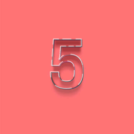 number 5 on pink background.の写真素材