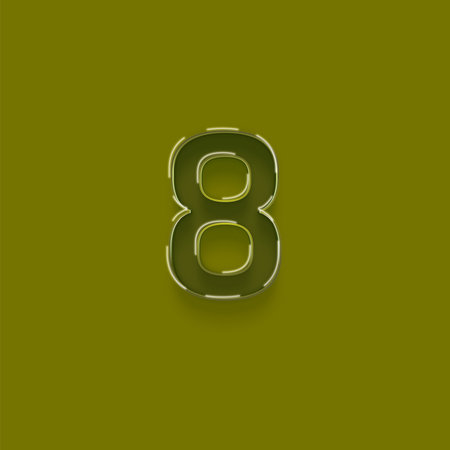 number eight, greenish-brown color, isolated on gray backgroundの写真素材