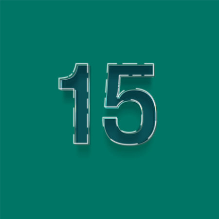 15 Years Anniversary Celebration White Number with Green Background, Vector Template Design...